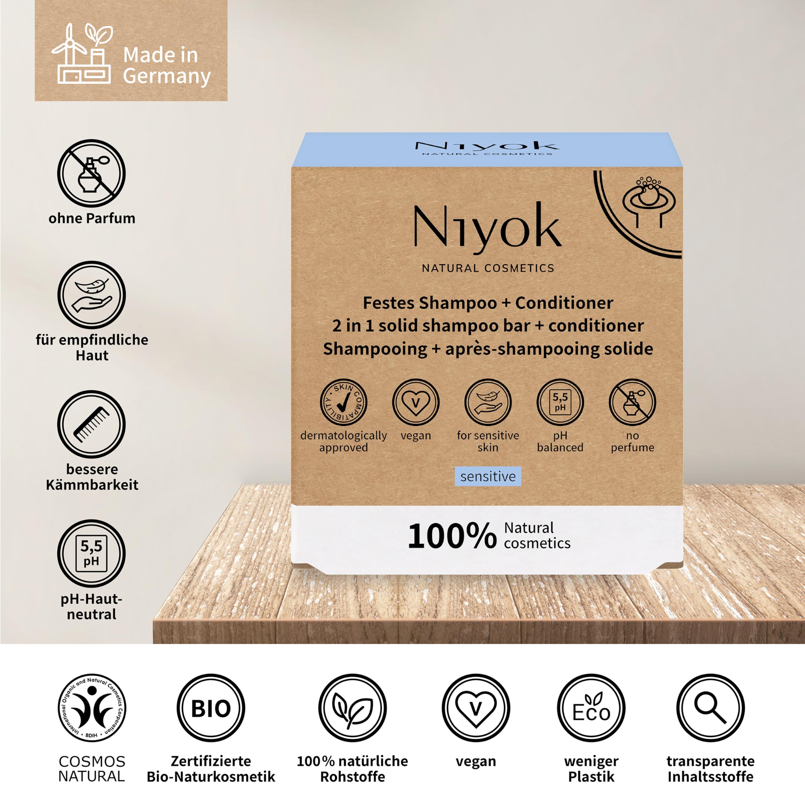 Niyok® 2-in-1 Solid Shampoo and Conditioner, Multicolored, 80 g (Pack of 1) - Image 3