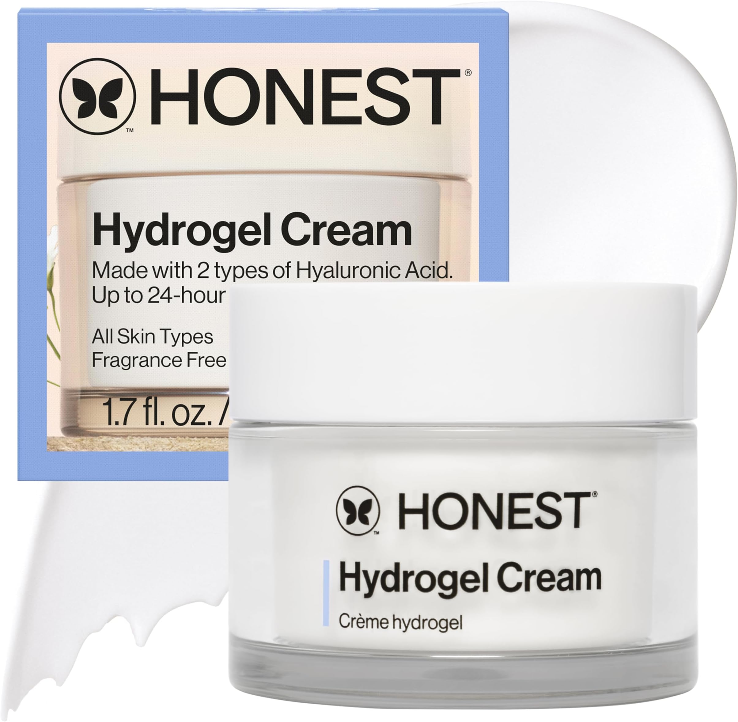 Hydrogel Cream with Two Types of Hyaluronic Acid & Squalane OilFree, Synthetic, Dermatologist Tested, Cruelty Free, Fragrance Free, 1.7 Fl Oz