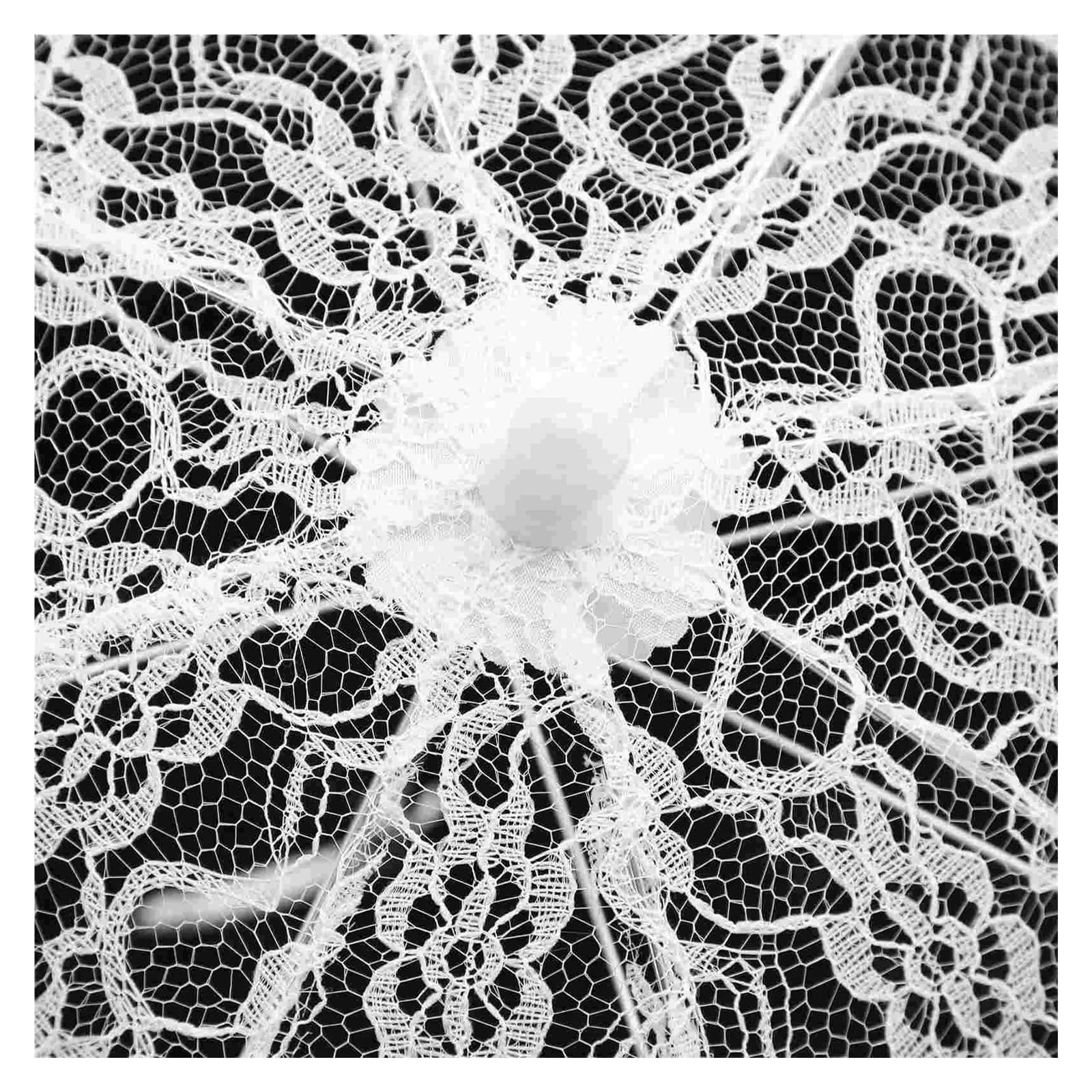 Parapluie de mariage en dentelle, parasol à main, Lace Flower Wedding Umbrella Parasol For Decoration And Photography Props White