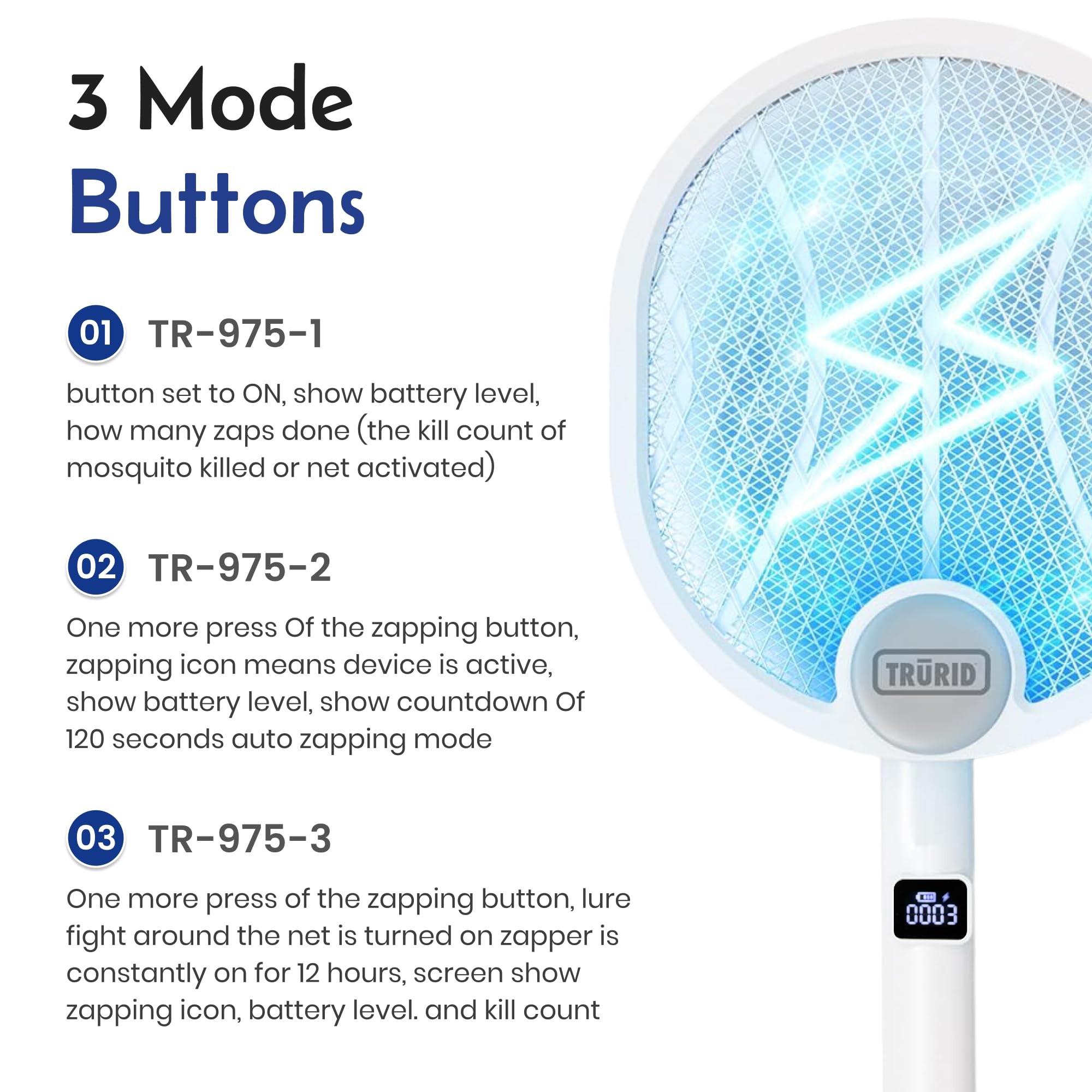 Matamoscas y Zapper 2 en 1 – Zapper de Mosquitos Recargable con Contador de Matanza, matamoscas de Alto Voltaje y Trampa de Mosquitos con luz UV para Control de plagas en Interiores y Exteriores
