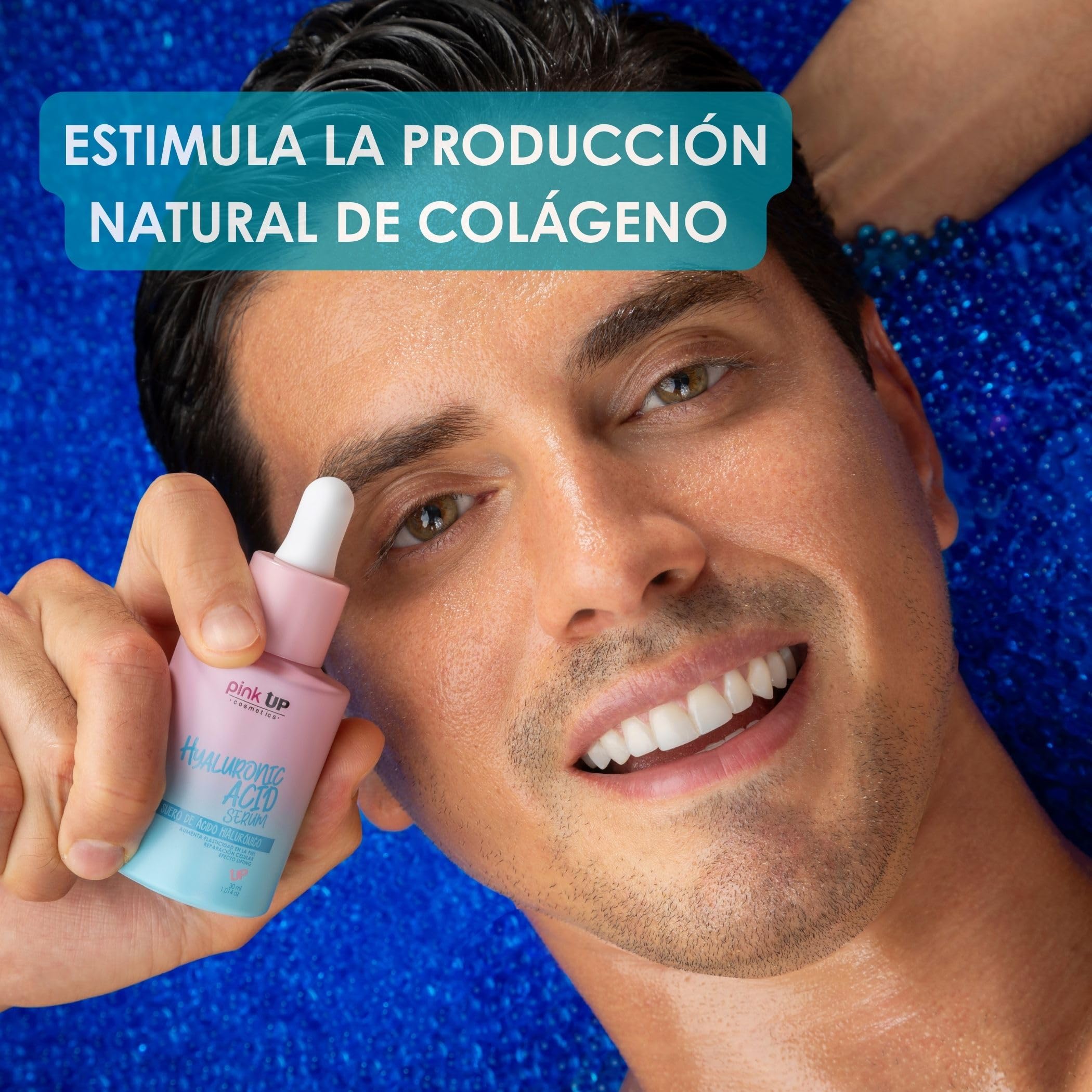PINK UP Siero all'acido ialuronico, idratazione profonda della pelle del viso, riduce le linee di espressione, non appiccicoso, siero viso, 30 ml, modello PKSK07