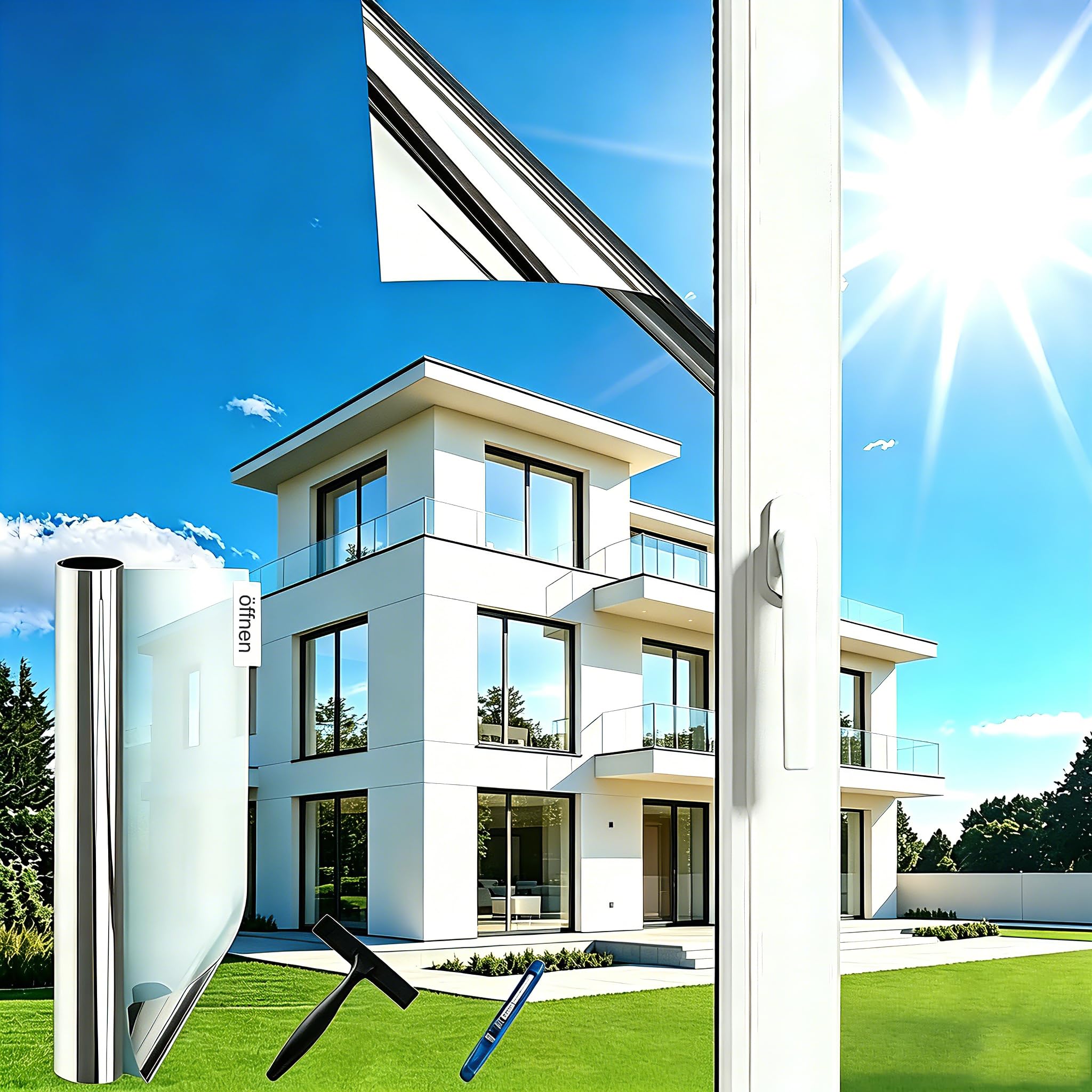 Gutsurge Spiegelfolie Fenster Sichtschutz Sonnenschutzfolie Fenster Innen