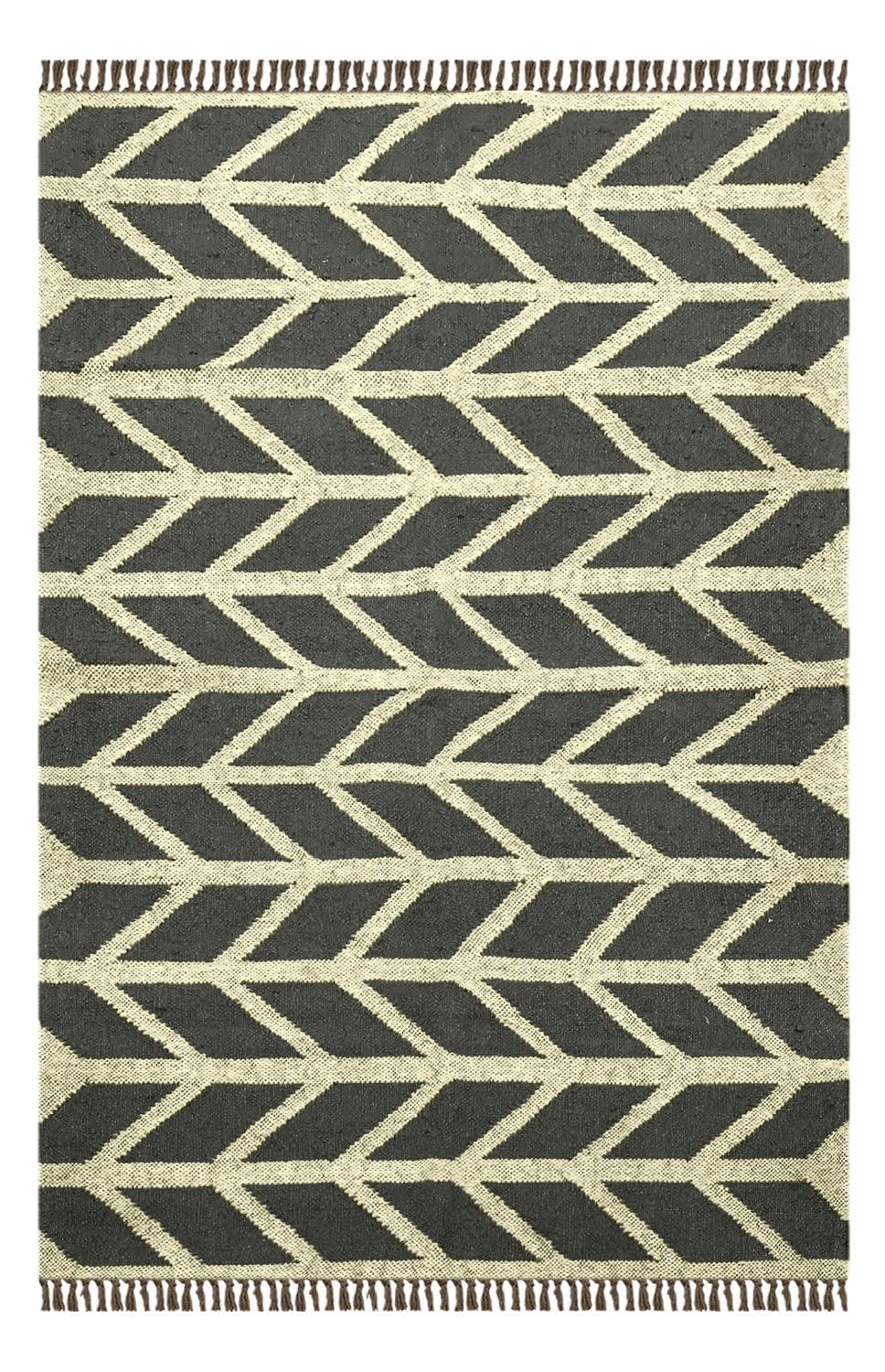 Tapis Kilim carré anti-blocage de porte en laine jute tissé plat gris beige