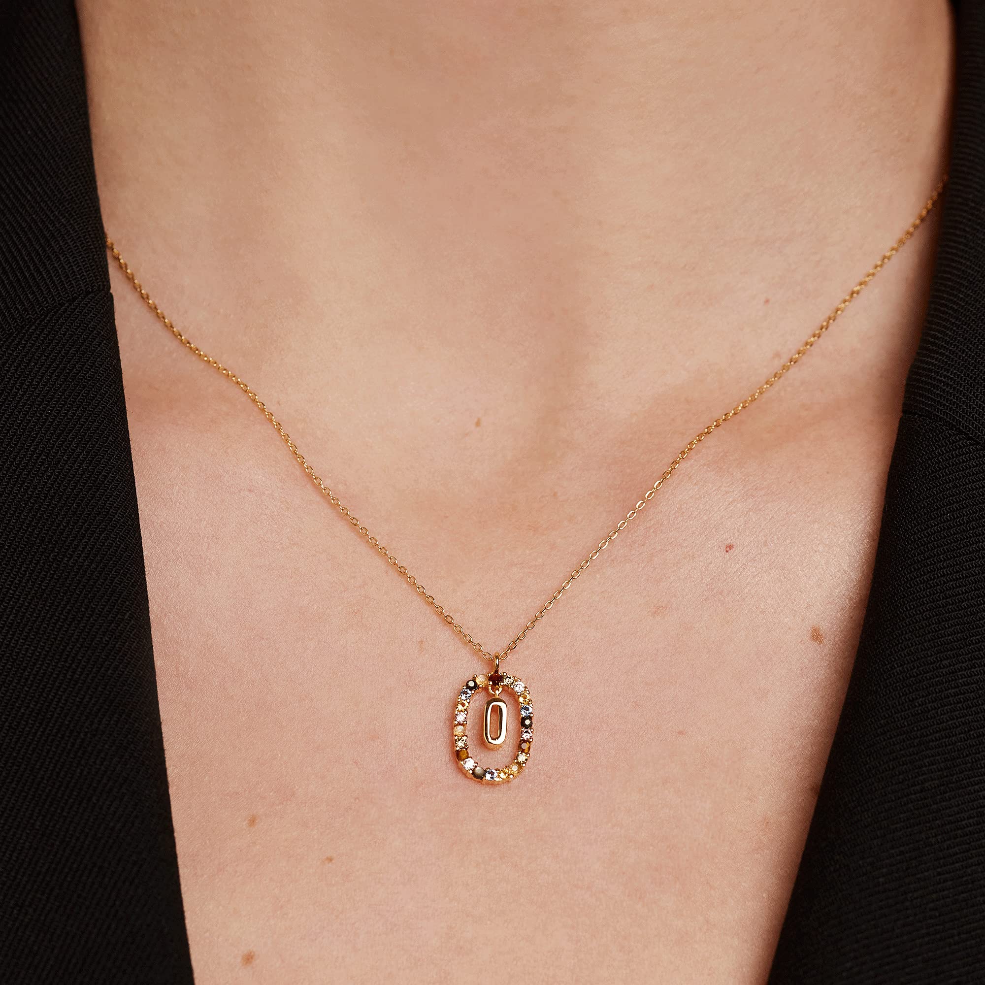 P D PAOLA - Collana Lettera O - Argento Sterling 925 placcato oro 18k - Gioielli da donna, Estándar, Oro, Nessuna pietra preziosa