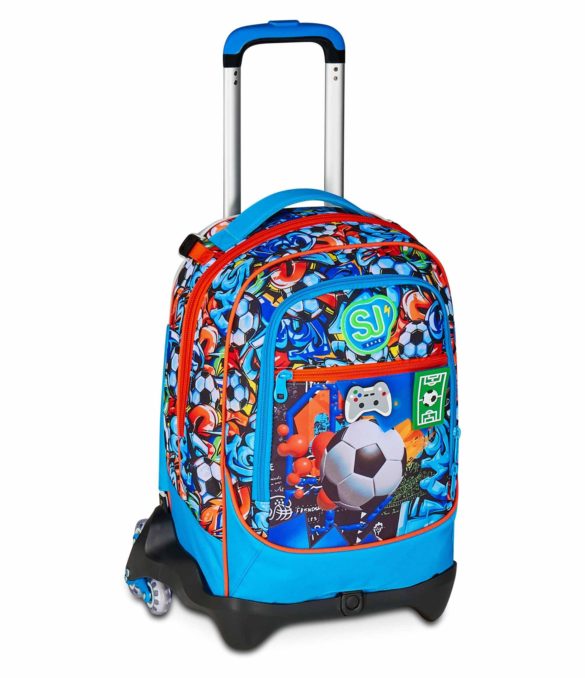 SJ GANG STYLE JAM GANG Trolley Scuola Jack 3 Ruote, Turchese, 3 in 1, Zaino Triplo Uso con Carrello Sganciabile, 33 L, Zaino Scuola Elementare, Zaino Bambino
