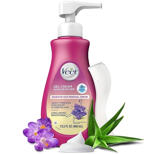 Hair Remover, Veet Gel Hair Removal Cream Sensitive, 13.5 Ounce, Sensitive formula with Aloe Vera and Vitamin E (pack of 1)