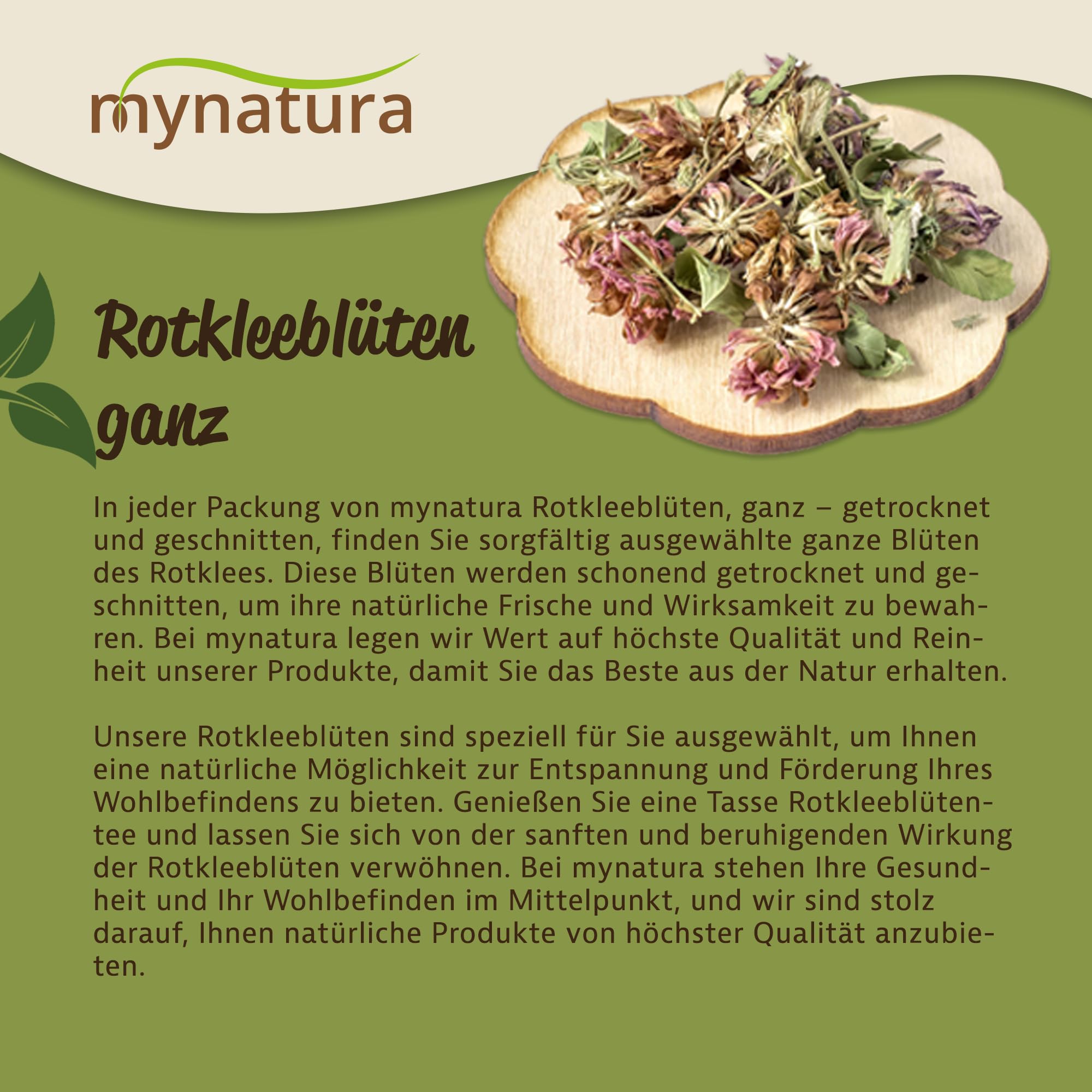 Mynatura Rotkleeblüten ganz und getrocknet | Teeblüten | Tee kochen | Rotklee | Kleeblüten | Vegan | Blüten | Im Beutel 1000g