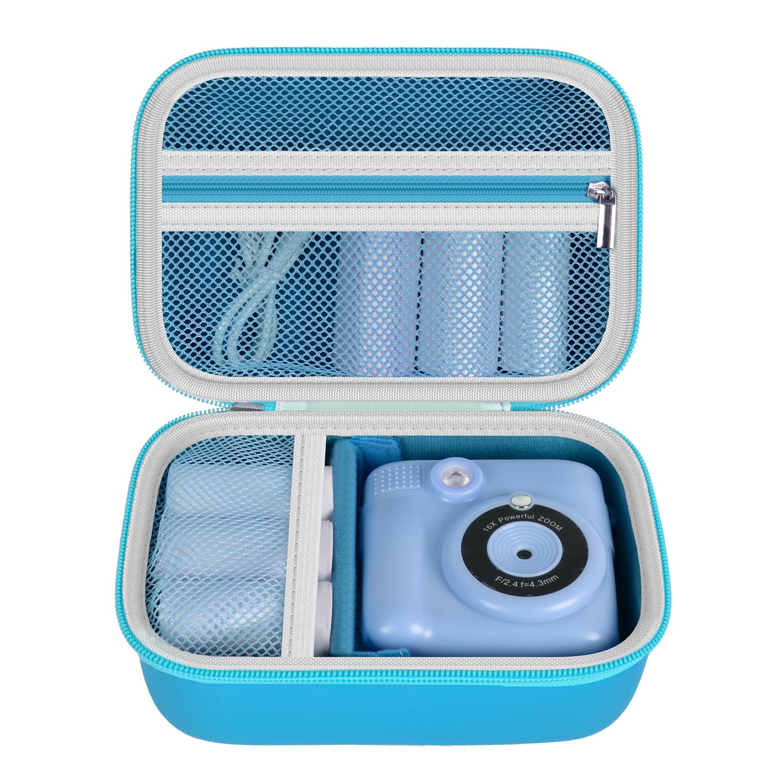 Kids Camera Case Compatible with Esoxoffore /for Dududragon/ for Bofider/ for Letshaha/ for Masterbee/ for Dylanto/ for Mgaolo Instant Print Camera, Digital Video Cameras Storage for Roll Papers-Blue