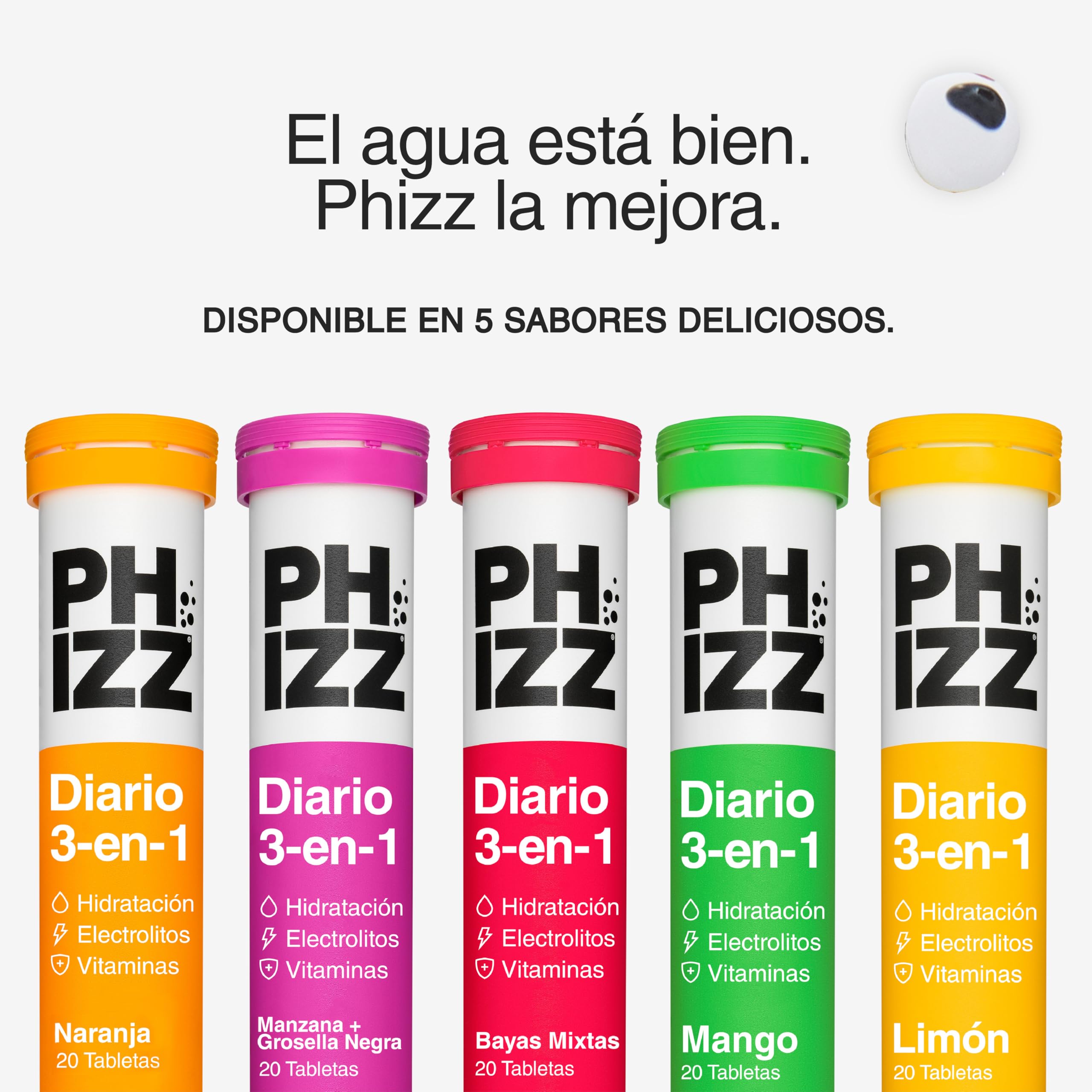 Phizz Electrolitos, Multivitaminas e Hidratación Efervescente 20 Comprimidos - 18 Vitaminas y Minerales, Vitamina C, Vegetariano y Bajo en Calorías (Naranja, 20 Pastilla)