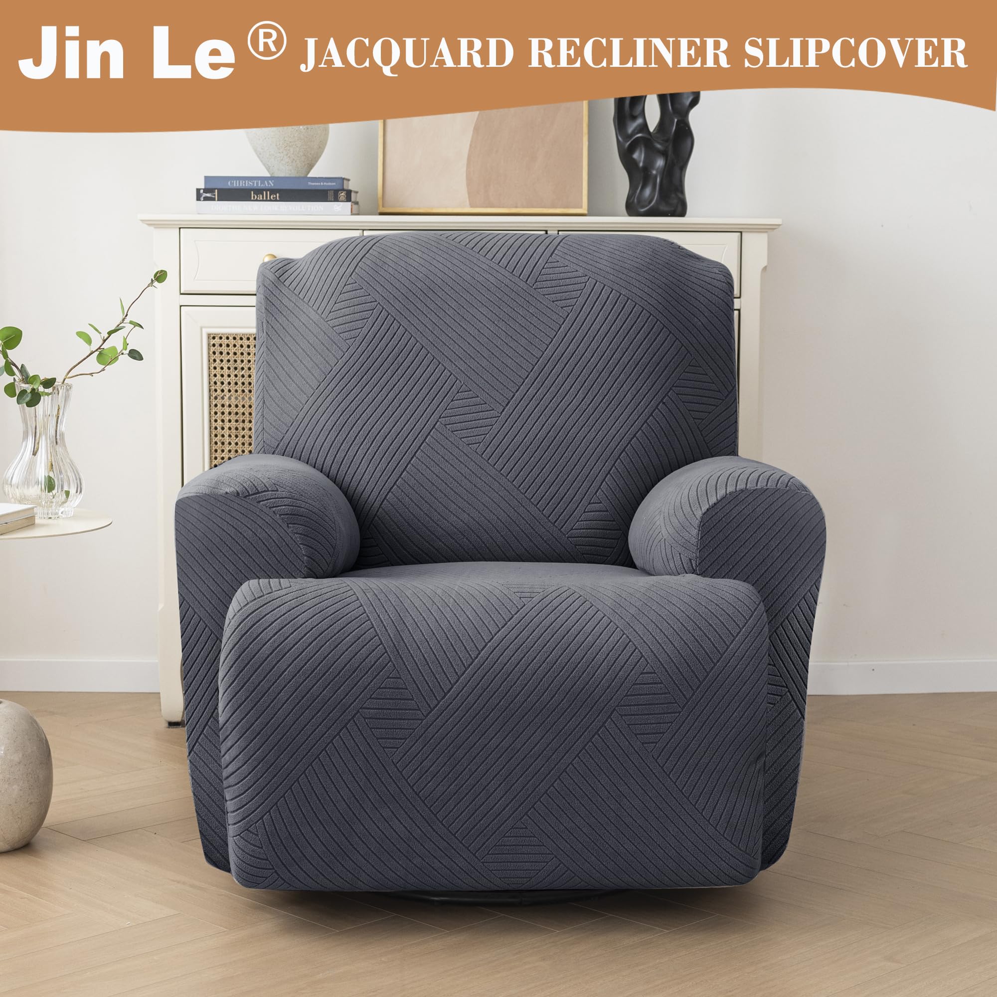Funda Para Silla Reclinable - Tela Jacquard Elástica, Protector Antimanchas, Con Bolsillo Lateral