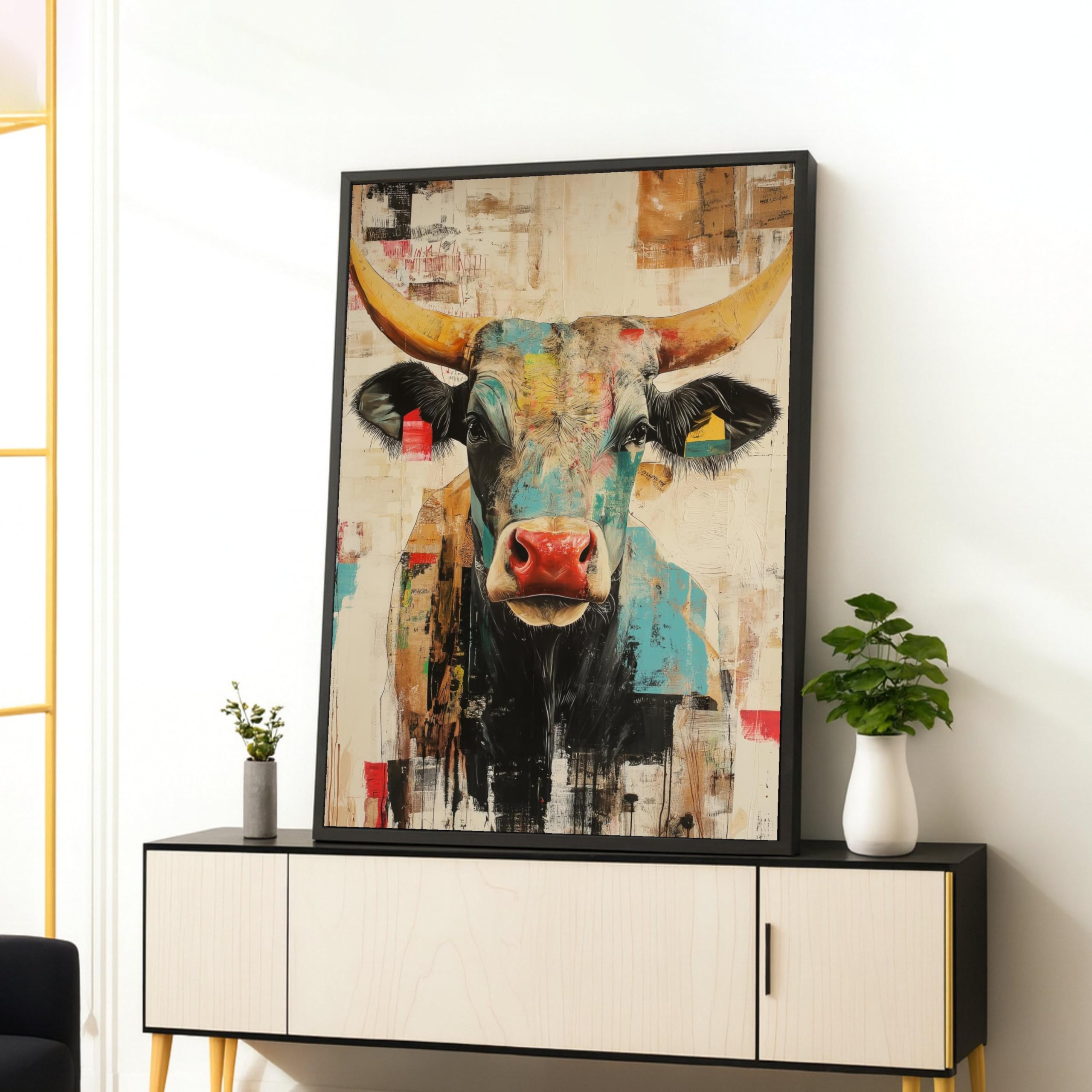 Décoration rustique de ranch avec tableau de taureau abstrait - 8