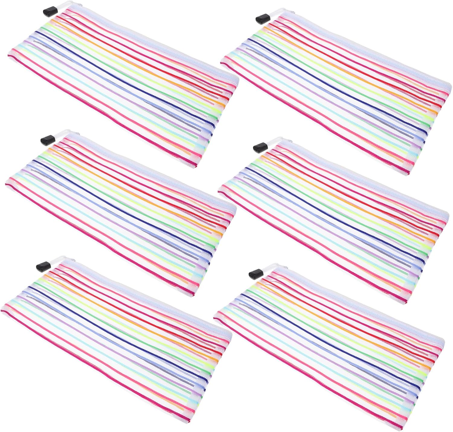 6pcs Mesh Bags Drawstring Zipper Pouches Packing Bags for Money Lottery Ticket Holders Cash Storage