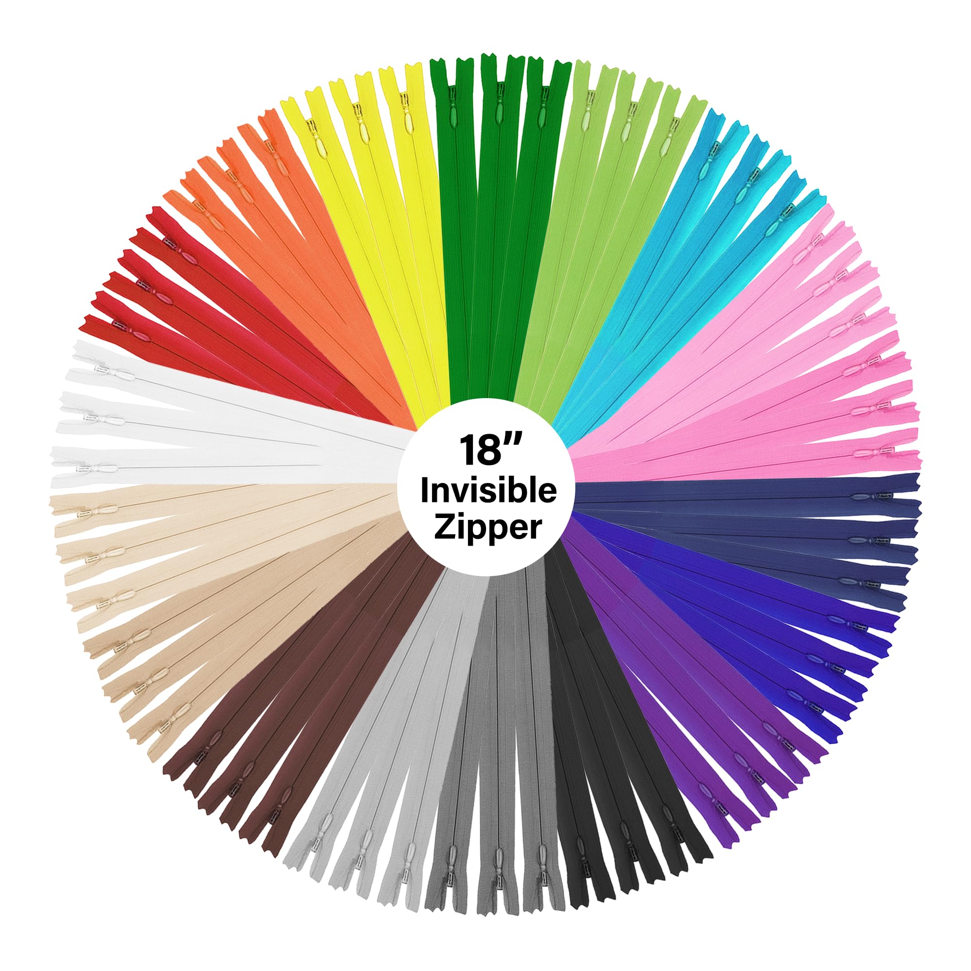 Mandala Crafts Nylon Invisible Zipper for Sewing, 18 Inch Bulk Hidden Zipper Supplies in 20 Assorted Colors;