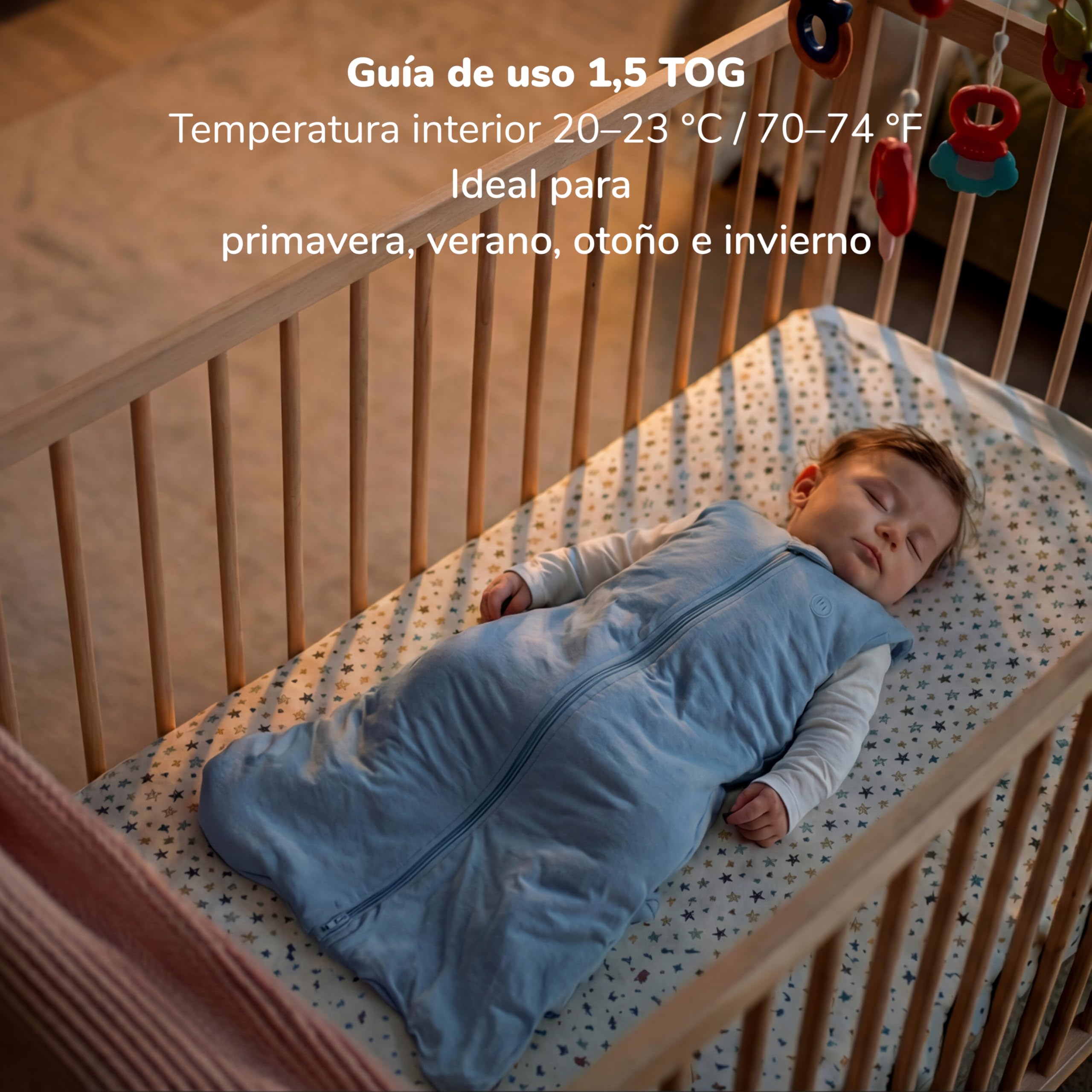 momcozy Saco de Dormir bebé 1.5 TOG de bambú, diseño Saludable para la Cadera (IHDI), Cremallera Doble para Cambio fácil, Ajuste SnapFit, Suave y Transpirable, 0–24 Meses