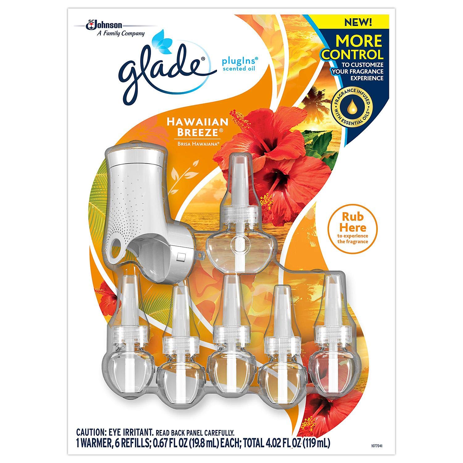 GladePlugIns Scented Oil Warmer plus 6 Refills, Hawaiian Breeze