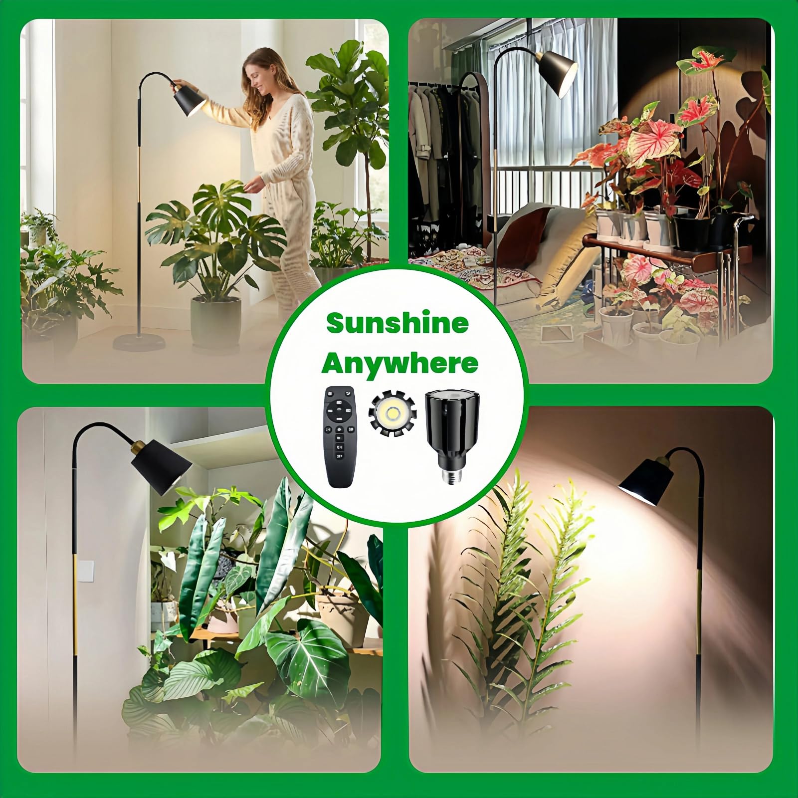 Höhenverstellbares Pflanzenlicht für hohe Zimmerpflanzen, elegantes Wachstumslicht mit Fernbedienung und Timer, 360 Grad Schwanenhals Vollspektrum, 10-100% dimmbar