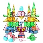 Asago Dinosaur Toys Magnetic Tiles Set - 2 Eggs, 2 Baby Dinos & 5 Large Dinosaurs for Kids 3-5, 105pcs Magnetic Building Blocks for Toddlers 1-3 4-8Magnet Tiles Educational Toy for Boys Girls