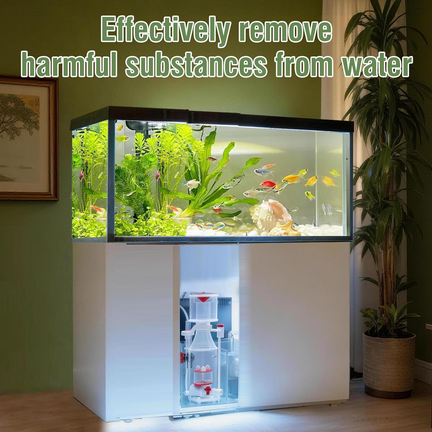 Protein Skimmer for 50-100 Gallon Saltwater Aquariums,Energy Efficient DC Windmill Pump,Adjustable Flow Control & Silent Operation (<35dB),Nano-Scale Protein Skimmer