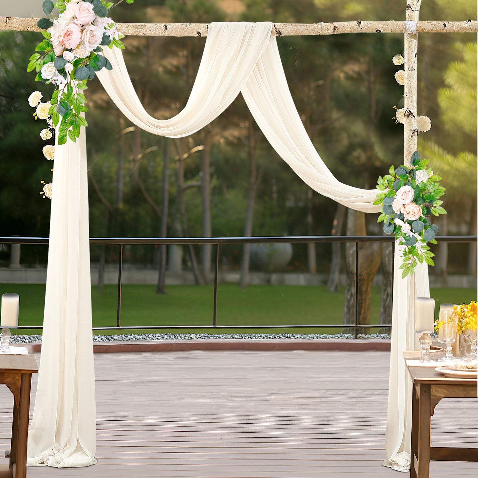 BOYOUTH Tende con mantovane in voile kaki, lunghe tende in chiffon trasparente, per drappeggi per archi di nozze, decorazioni per feste all'aperto, 76 x 600 cm, 1 pannello