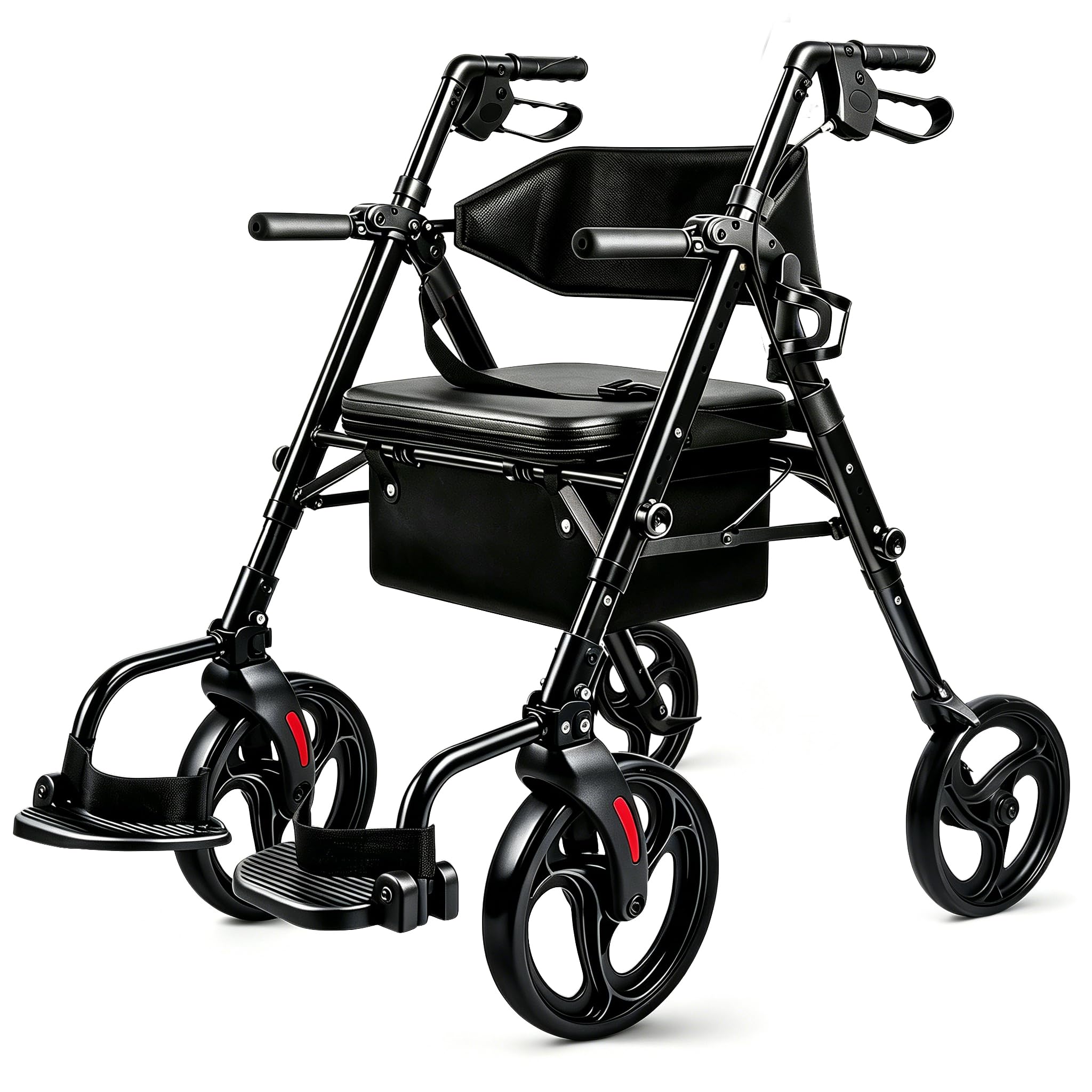 Photo 1 of 2-in-1 Rollator Walker Transport Wheelchair Combo for Seniors with seat