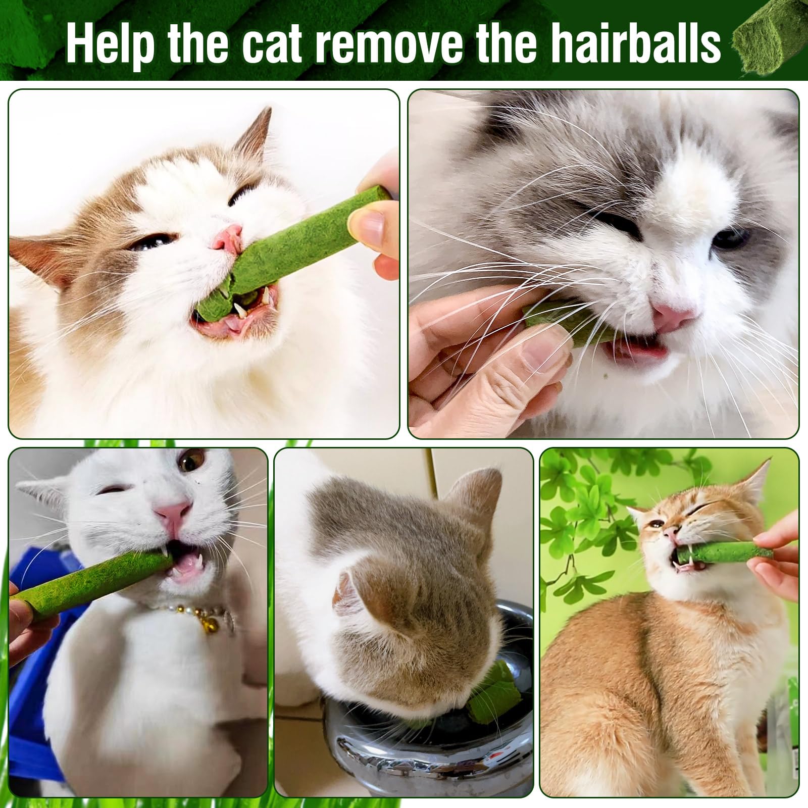 120g Herbe À Chat Bâton De Dentition Boules De Poils, Bâtons À Mâcher pour Chats, Bâtons De Jouets À L’Herbe À Chat Bâtonnets Chaton D’intérieur Bâton À Mâche (120g)
