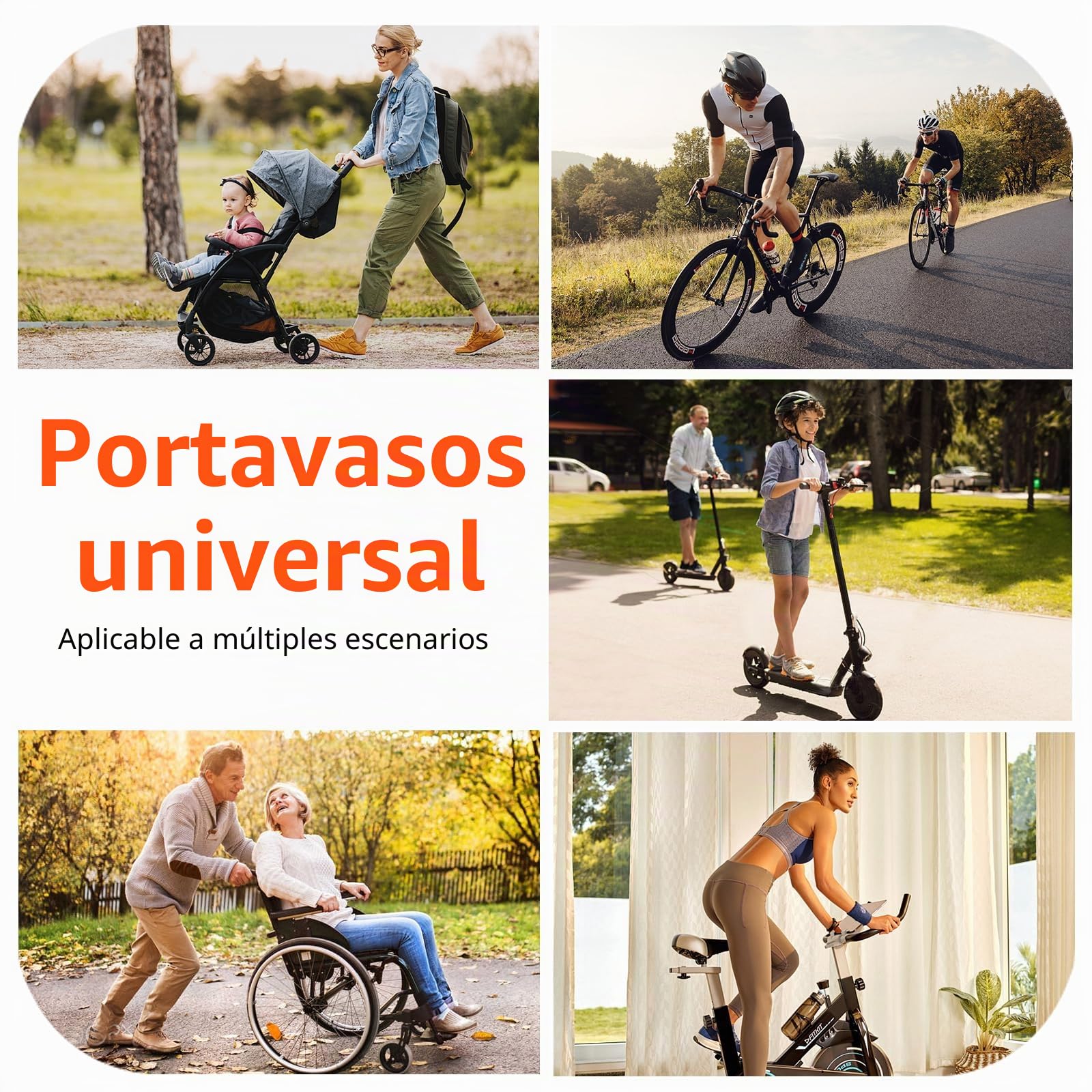 Vihir Portavasos Carrito Bebe, 3 en 1 Plegable Portabotellas para Sillas de Ruedas, Universal Soporte de Bebidas para Cochecito, Bicicletas, Scooters, con Soporte para Teléfono Móvil