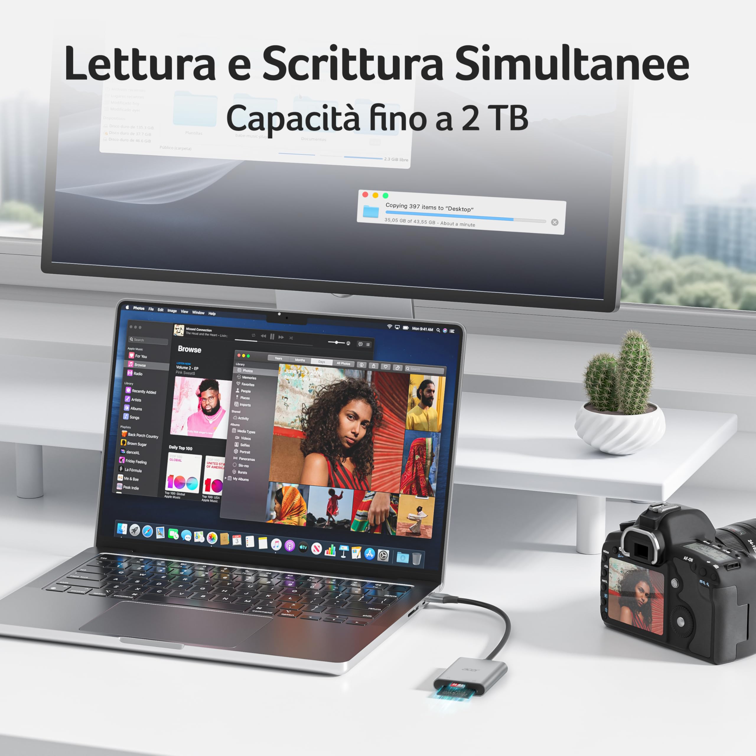Acer Lettore di schede SD USB 3.0 con cavo, SD Card Reader usb per fotocamere in alluminio UHS-I, adattatore USB-A micro SD ad alta velocità, compatibile con SDXC, micro SDHC, TF, RS-MMC, computer