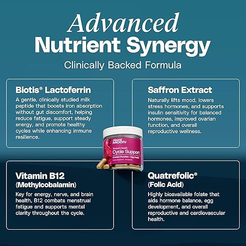 Miniatura 3 de Mineral Moon Cycle Support - 60 cápsulas de suplemento de equilibrio hormonal - Suplemento de fertilidad para mujeres para ayudar a la ovulación y