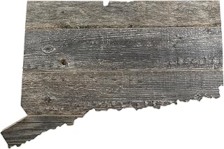 BARNWOODUSA Connecticut Rustic Farmhouse Wood State Sign Wall Home Décor CT Themed Gift for Natural Weathered Gray Reclaimed and Recycled Wood