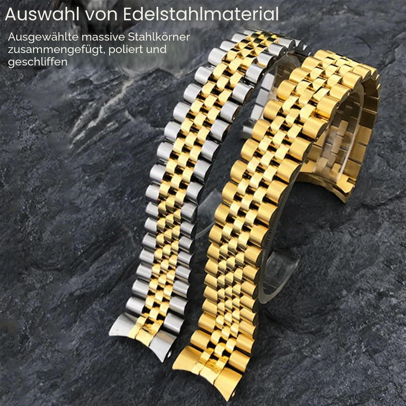 316L Edelstahl-Armband, 20 mm, passend für Rolex Datejust Oyster Perpetual 36 mm, Zifferblatt-Armband, silberfarben, goldfarben, solides Armband