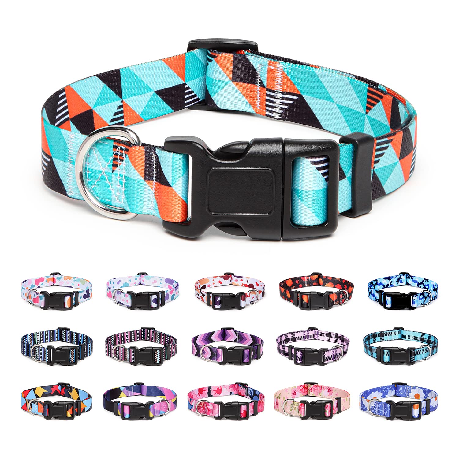 Adjustable Dog Collar with Patterns, Ultra Comfy Soft Nylon Breathable Pet Collar for Small Medium Large Dogs (L, Pink Daisy) — view 16