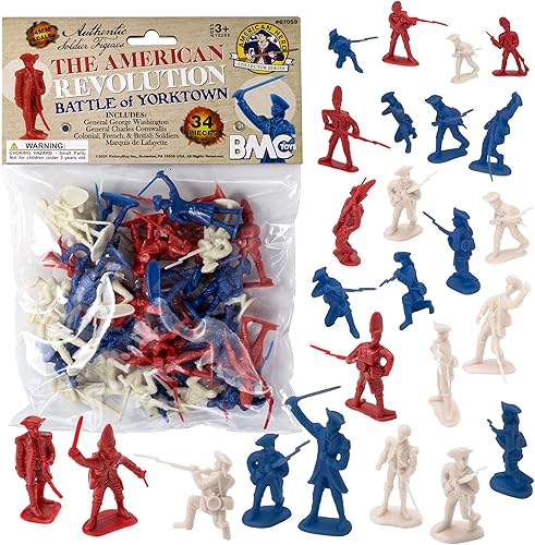 BMC Revolutionary War Plastic Army Men - 34 soldados británicos, americanos, franceses