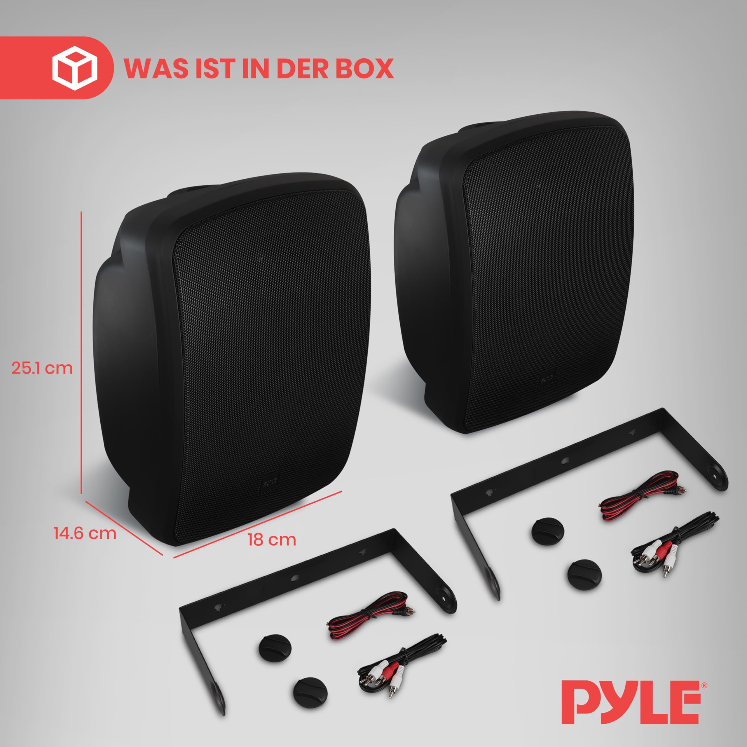 Pyle Outdoor wasserdichte Bluetooth-Lautsprecher – 5,25" (13,34 cm) 2-Wege-Wandlautsprecher (Paar), Wetterfest mit Schutzgitter, Universelle Halterung, Für Terrasse, Garten & Innenbereich