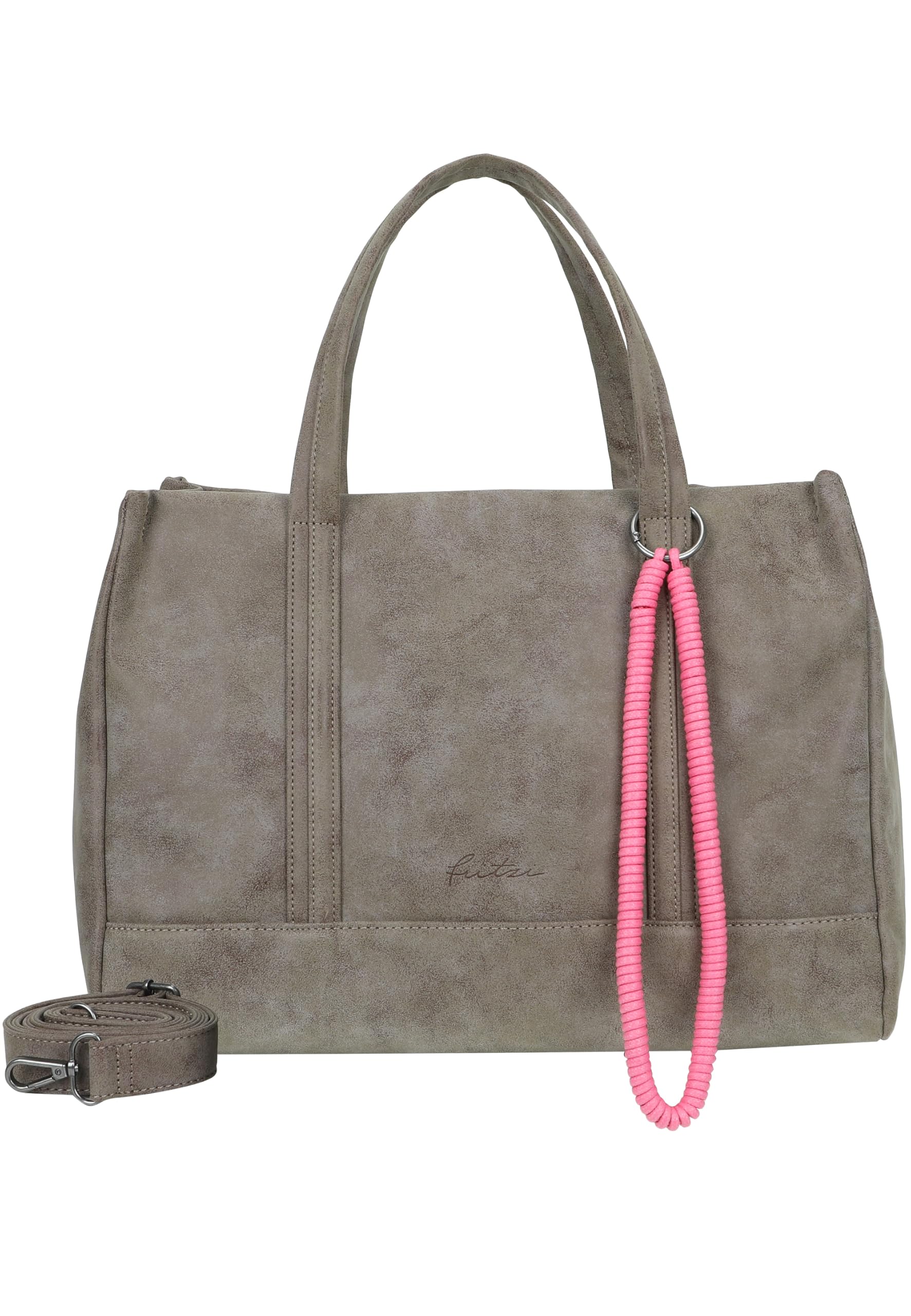Fritzi Easy Tote Damen vegane Kunstleder Shopper Schultertasche Handtasche Einkaufstasche mit Reißverschluss und Schultergurt für Alltag Shopping Arbeit Reisen 19 L – Schwarz, Braun, Dunkelbraun