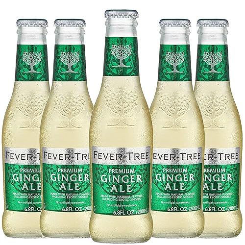 Fever Tree Premium Ginger Ale - Mezclador y soda de alta calidad - Bebida refrescante para cócteles y cócteles sin alcohol botella de 6.8 fl oz -