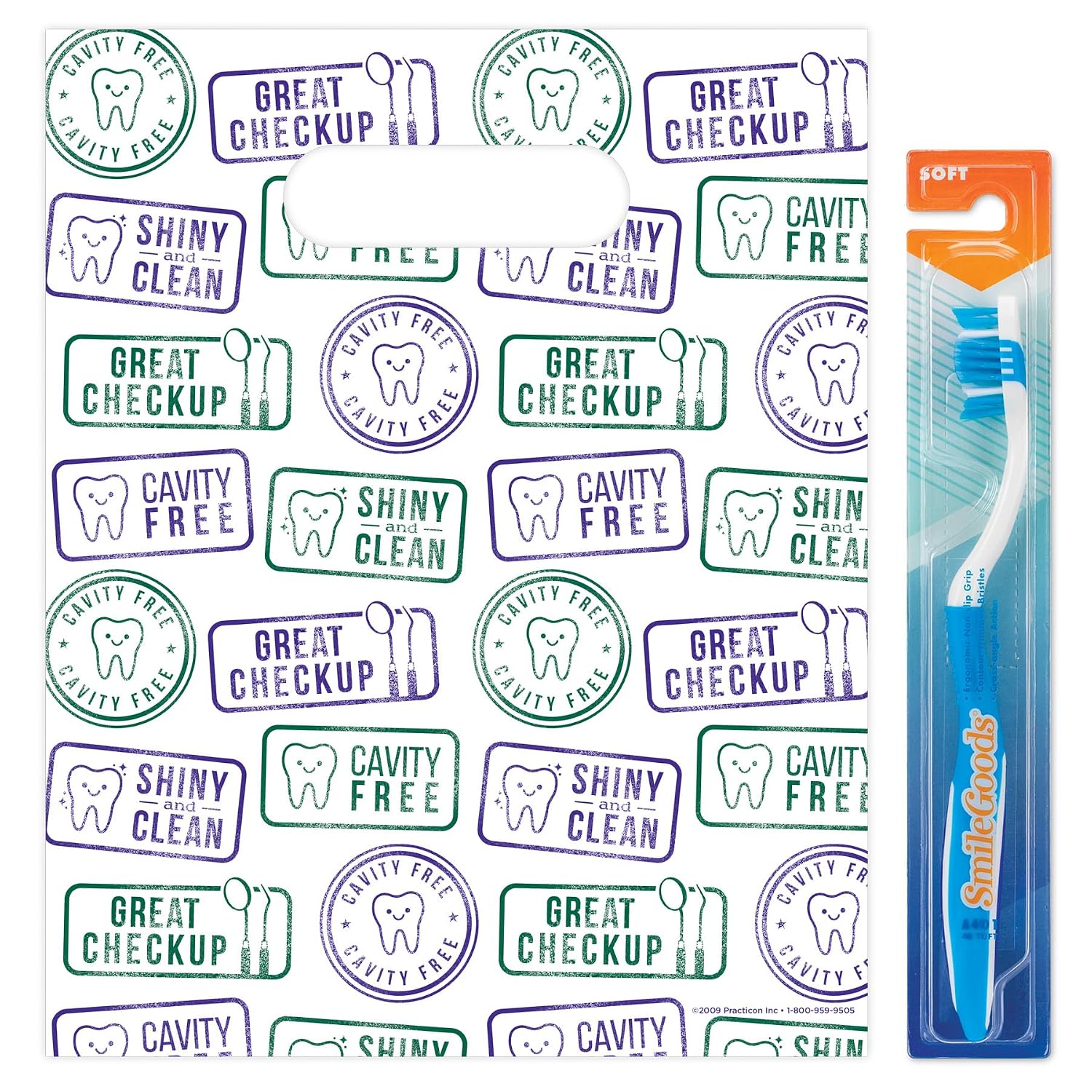 Dental Stamp Dental Giveaway Bags, 8" x 10", 100 Pack