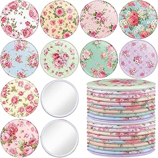 20 Pcs Rose Vintage Compact Mirrors Bulk for Women 2.76 in Round Floral ...
