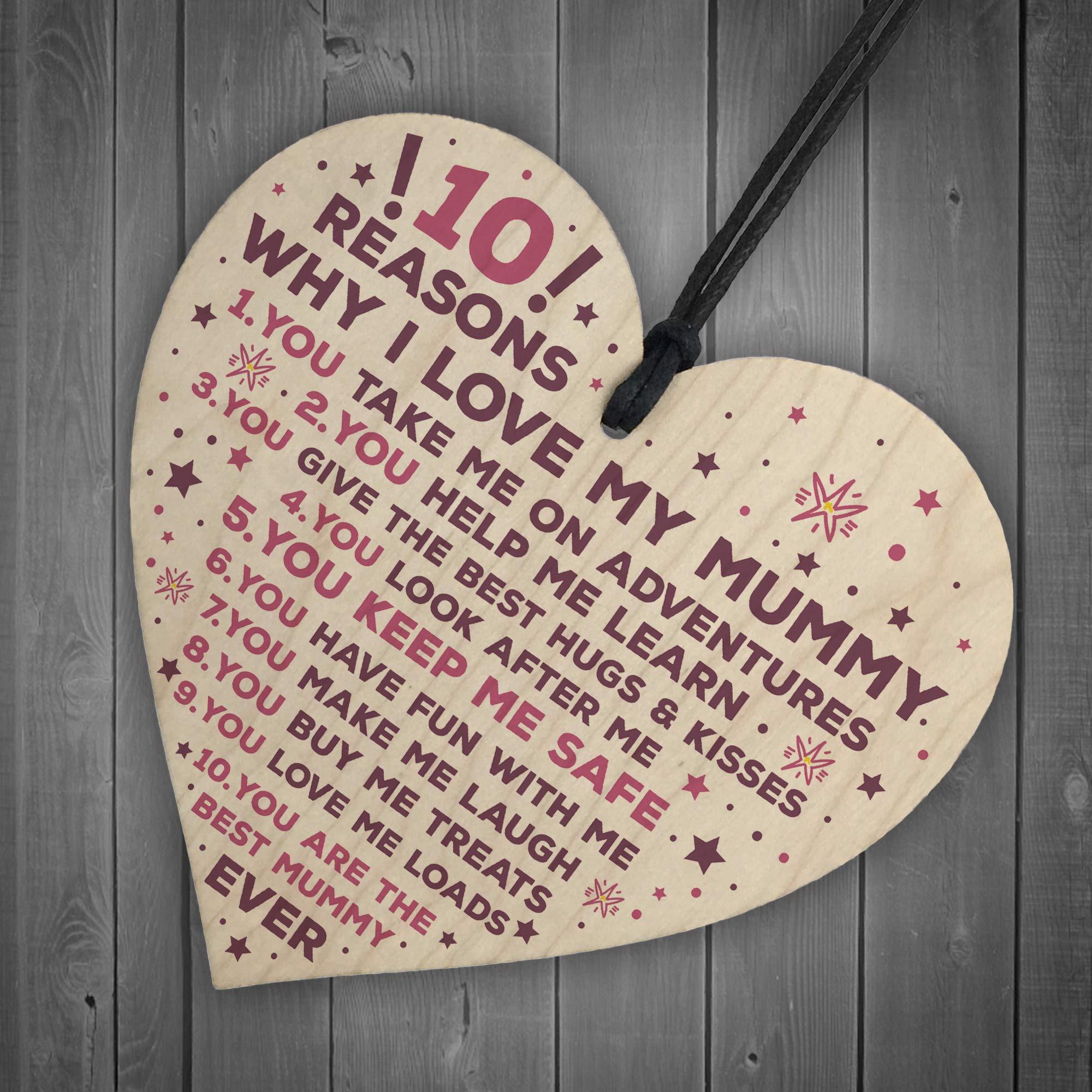 RED OCEAN Grande regalo per la nonna, in legno, a forma di cuore, regalo di compleanno per lei