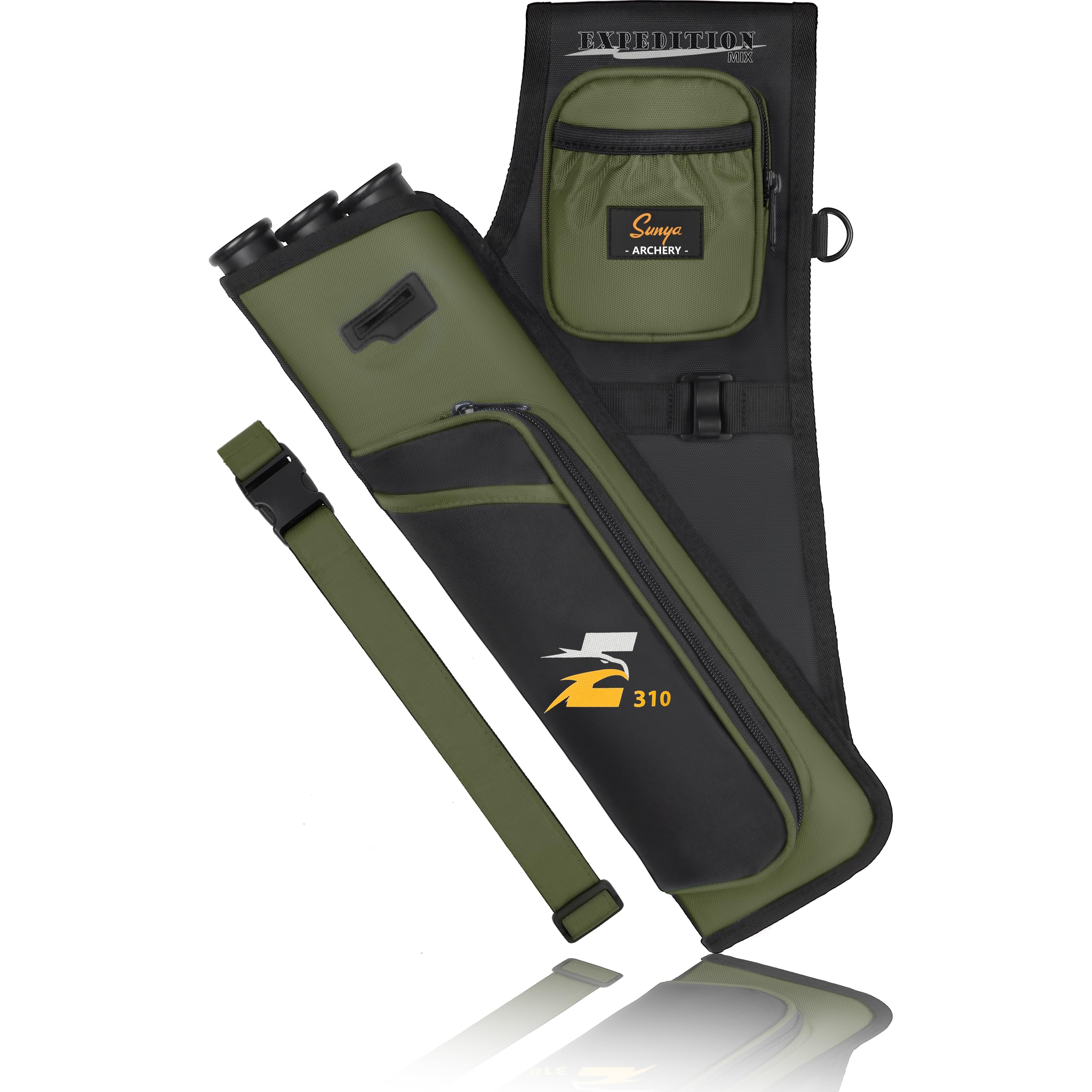 SUNYA Archery Hip Quiver for Arrows. Includes 3 Tubes Arrow Holder, Accessories Pockets and Waist Belt. Fit for Compound and Recurve Bow Practice.