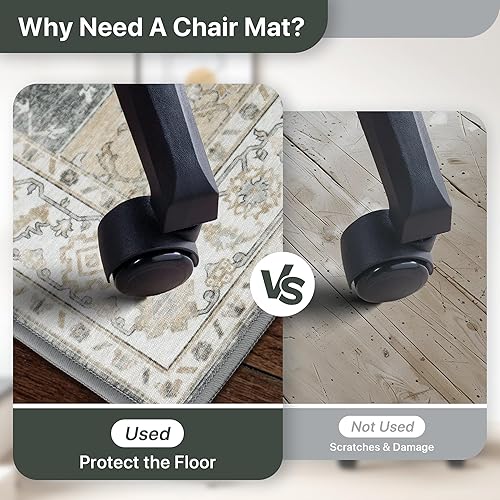 Miniatura 80 de Tapete para silla de oficina y suelo de azulejos de madera dura, para debajo del escritorio, de vinilo fino, lavable a máquina y antideslizante
