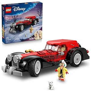 LEGO Disney Cruella De Vils Car Building Toy - 101 Dalmations Pretend Play Vehicle Building Set for Girls
