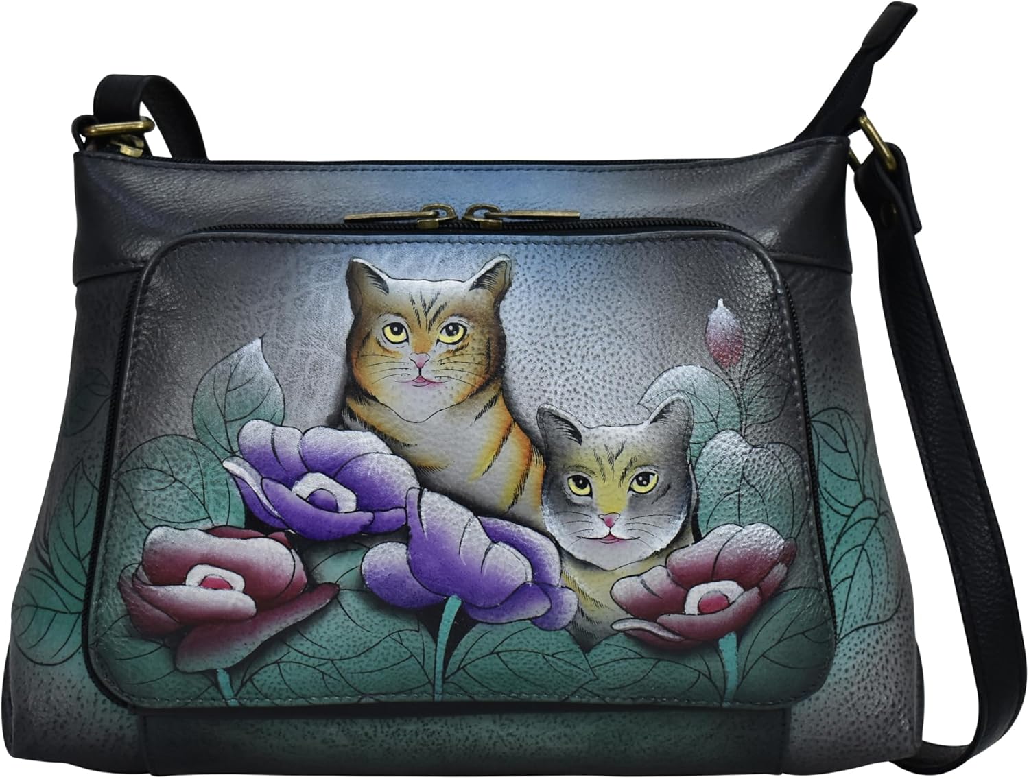 Anna by Anuschka womens Women's Hand-painted Genuine Leather Crossbody Organizer