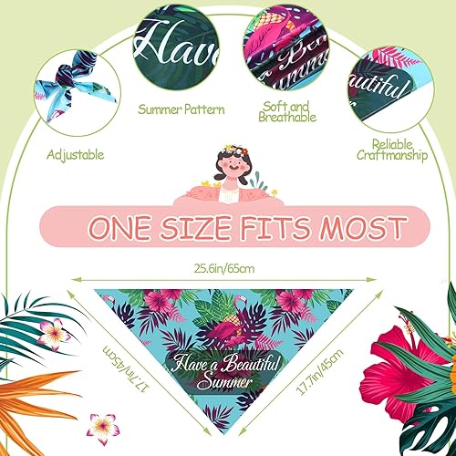 Miniatura 4 de Chunful 50 bandanas de verano para perros, bandanas hawaianas a granel, bufanda triangular, baberos de temporada, disfraz de mascota ajustable,
