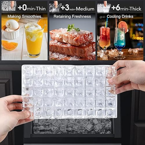 Vista 7 de Winado Máquina de hielo comercial 110LBS/24H, máquina de hielo independiente de acero inoxidable con contenedor de almacenamiento de 24 libras