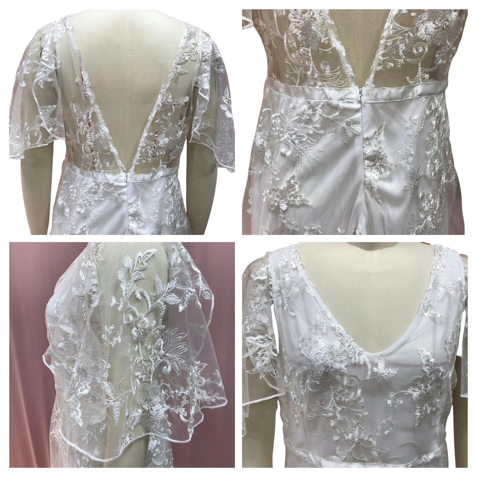 Abiti da Donna Vestito da Donna Autunnale, Sexy, in Pizzo, con Scollo A V E Schiena Scoperta, Lungo E Stampato alla Moda, Adatto per Cocktail Party