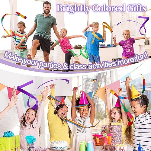 Miniatura 3 de PAMASE Cintas de baile – 16 paquetes de varitas de cinta con asas antideslizantes para regalo de niñas, gimnasia rítmica de 6.6 pies, bailarín, arco