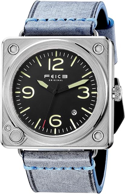 Automatic Square Watch FEICE for Men Unisex with Mechanical Movement Sapphire Mirror Classic Wrist Watch Bauhaus Ø 34 mm - FM301