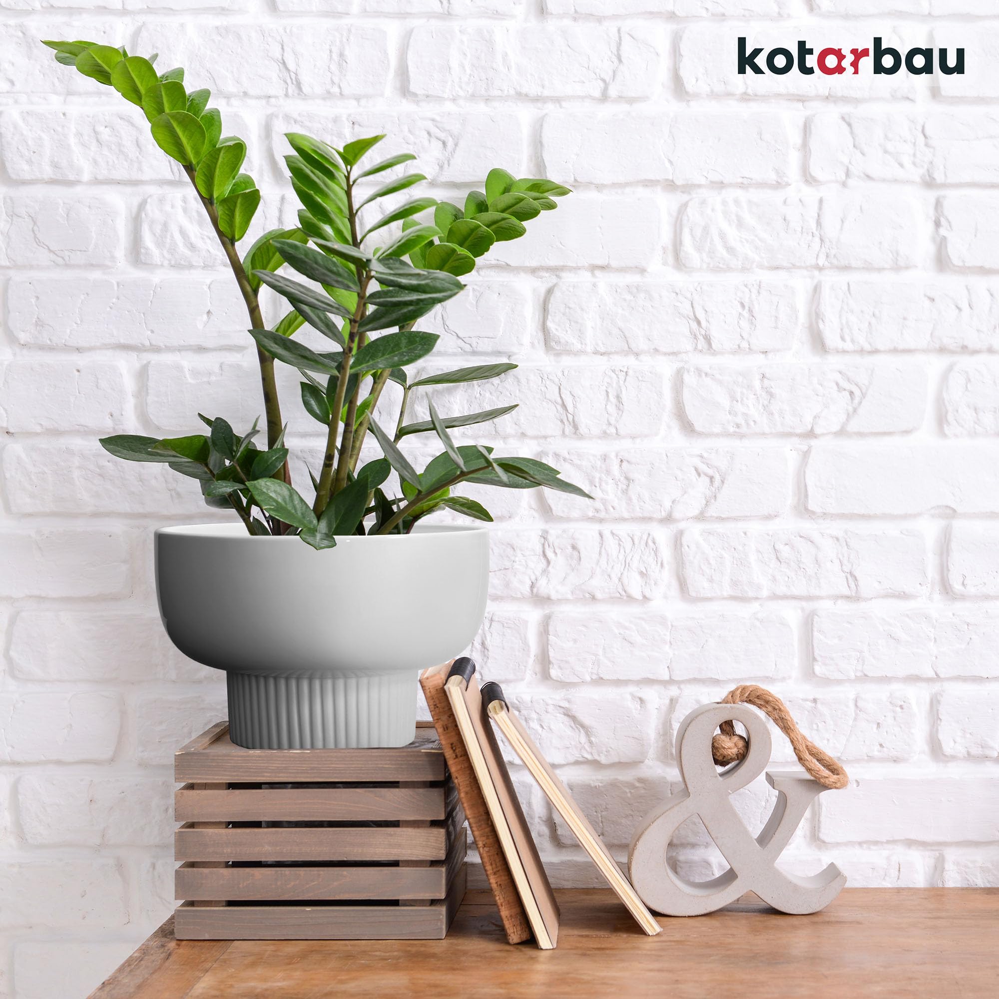 KOTARBAU® 2 szt. Donica Biała ⌀ 24 cm Doniczka Ceramiczna Szkliwiona Doniczka na Kwiaty i inne Rośliny Osłonka na Kwiaty