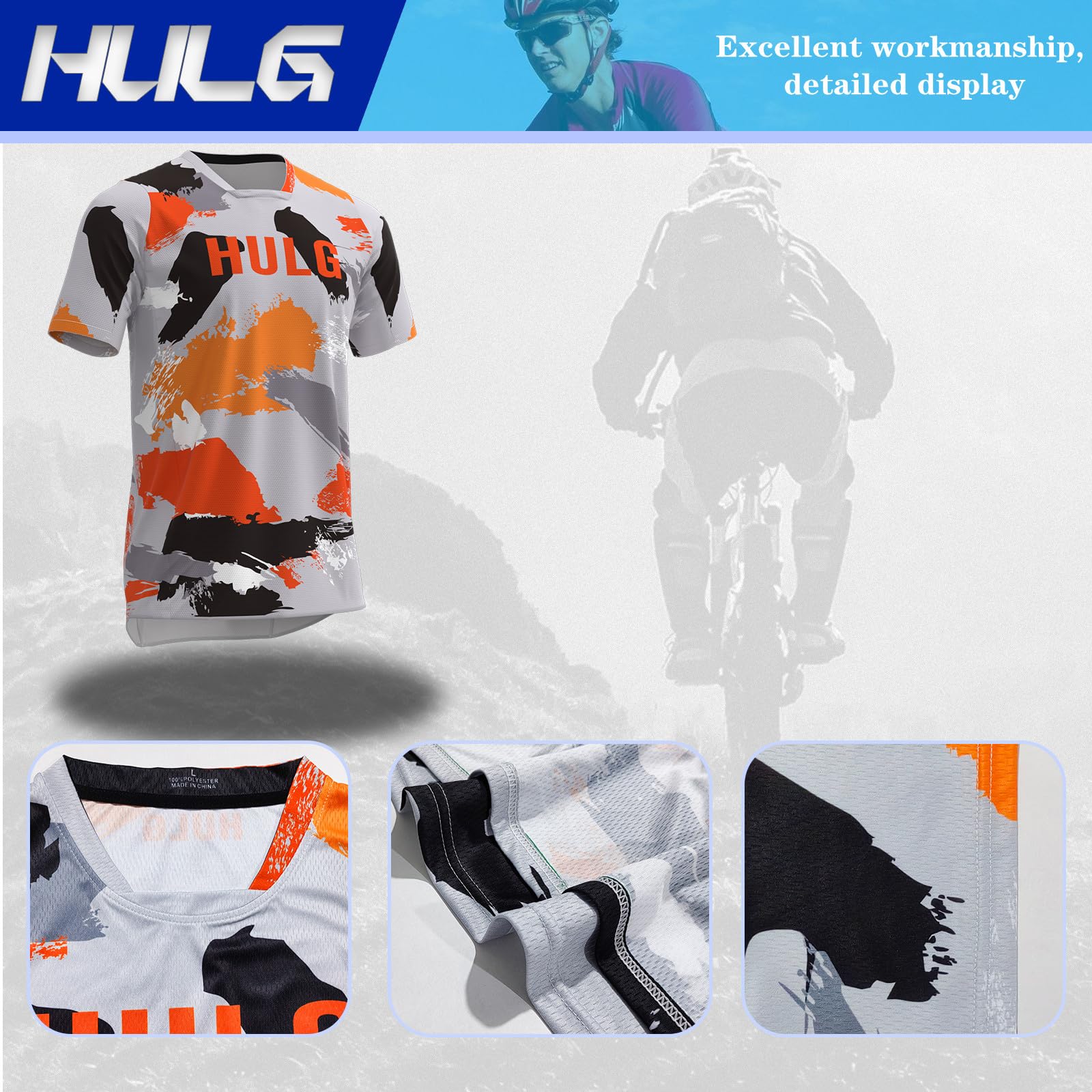 Maillot MTB,Maillot Ciclismo Hombre De Verano,Fabricado En Poliester,Ropa Ciclismo Hombre para MTB Y Carretera