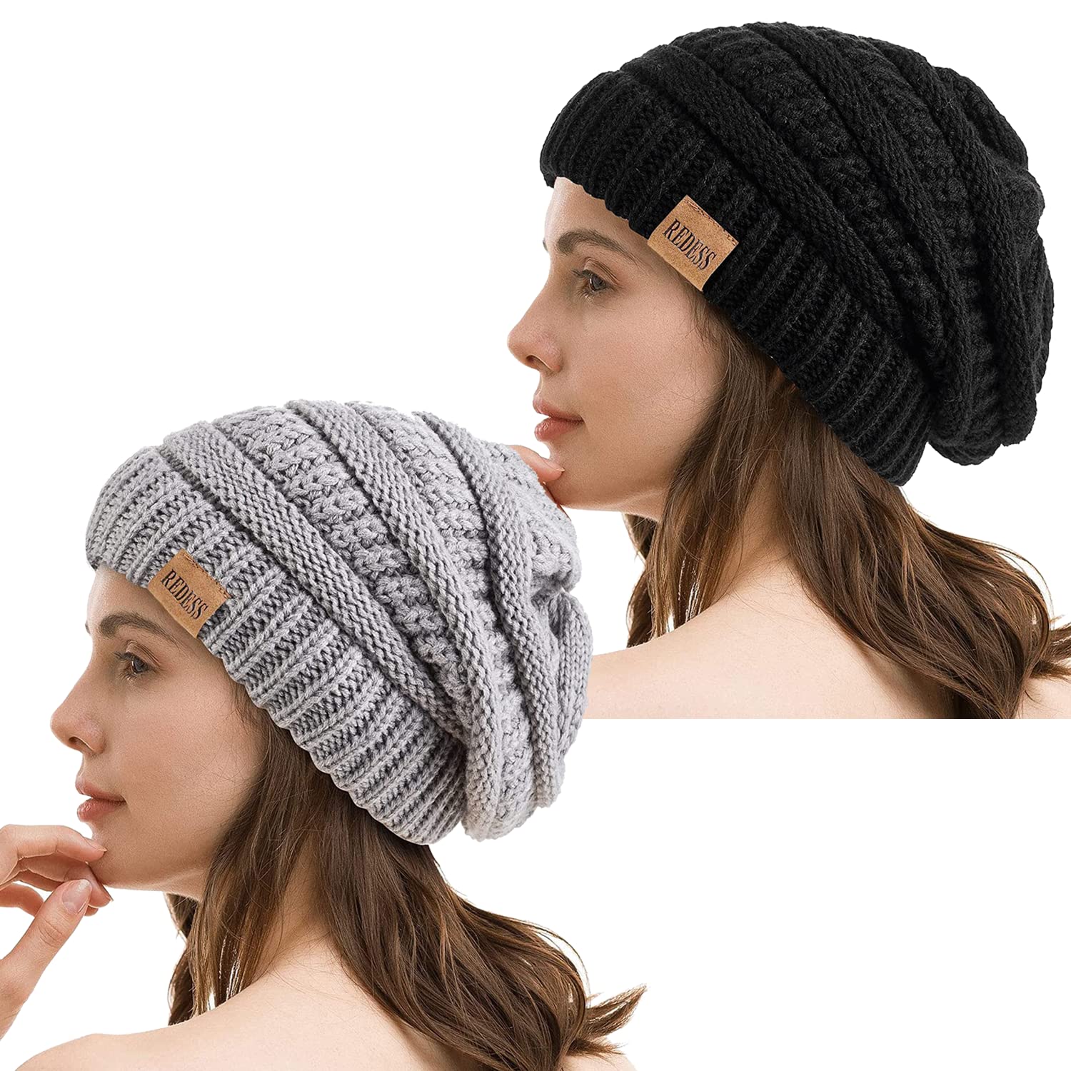 REDESS Slouchy Beanie Hat per Uomo e Donna Winter Warm Chunky Soft Oversize Cable Knit cap